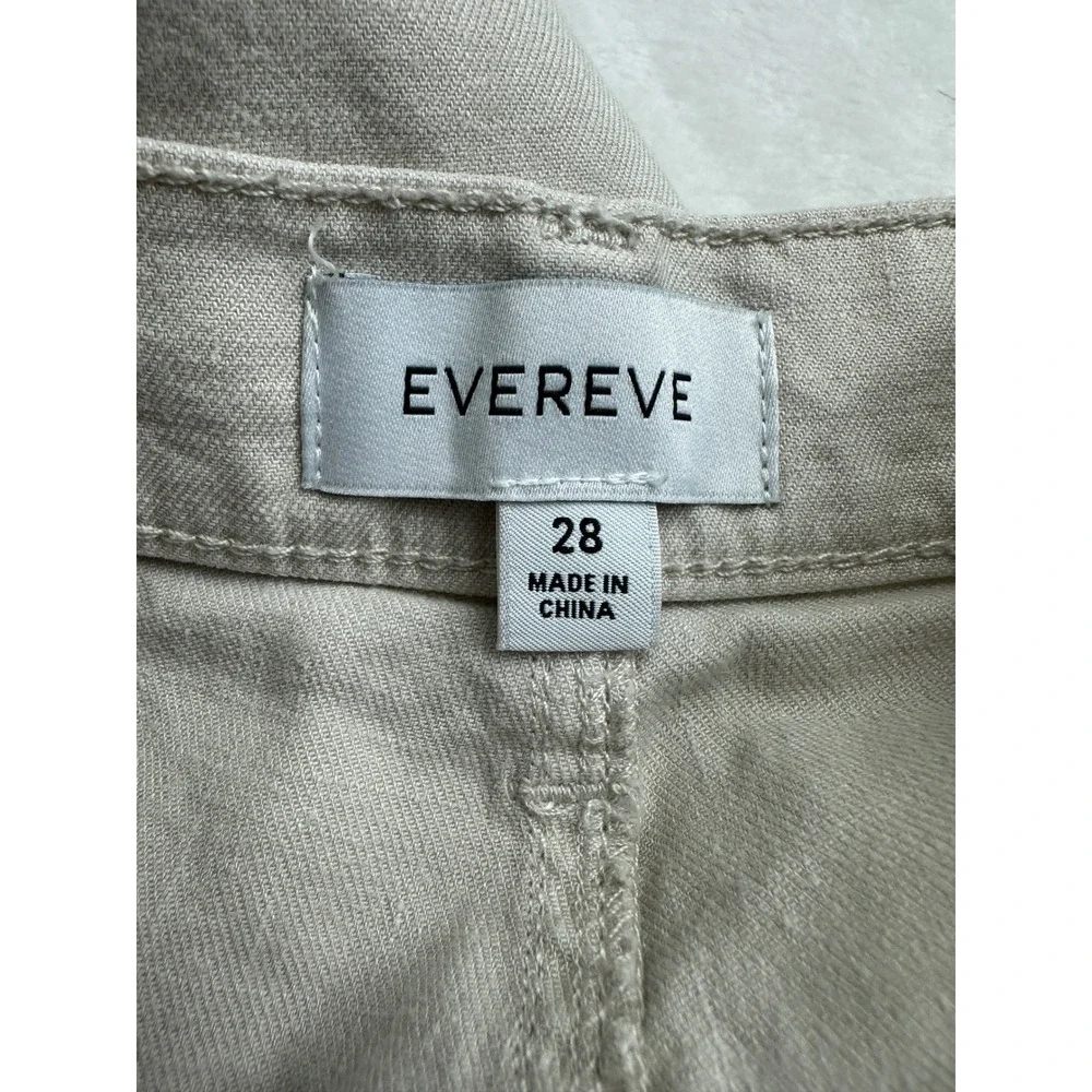 Evereve Wide Leg Pants Women 28 Beige Linen Lyocell Blend Button Fly High Rise